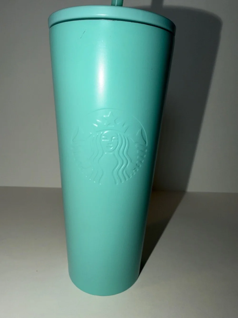 Starbucks 2019 Matte Aqua Blue 16oz Stainless Steel Tumbler Coffee Cup Rare HTF